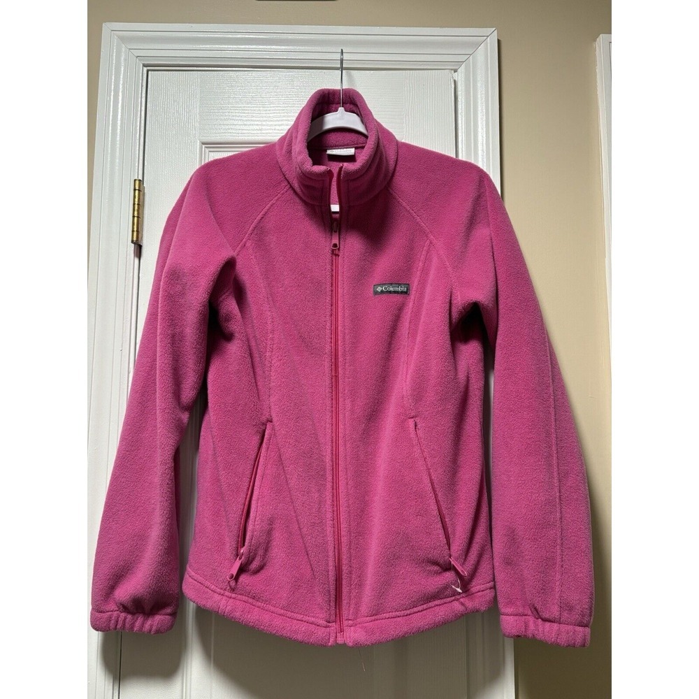 Columbia Womens Jacket Size Medium Full Zip‎ Fleece Bright Pink Pockets